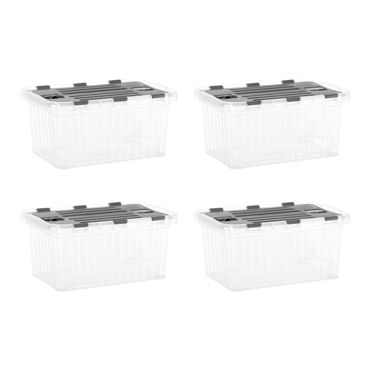 Superio Clear Storage Boxes with Hinged Lids, 10.5 Quart, Plastic Container Bins for Organizing, Stackable Crates, BPA Free, Organizers