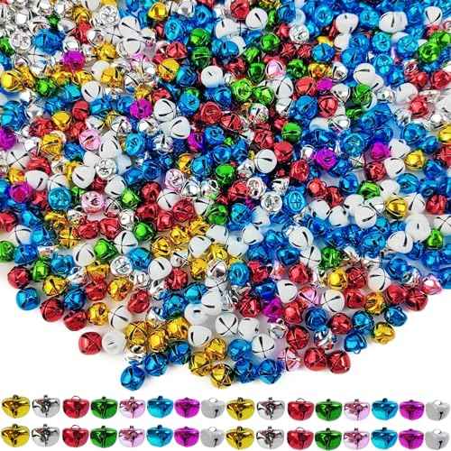 320PCS 0.4inch Jingle Bells for Crafts, 8 Colors Large Jingle Bells Christmas Jingle Bell, Cheerful Sound Craft Bells for Wreath, Holiday Home and Christmas Decoration 10mm