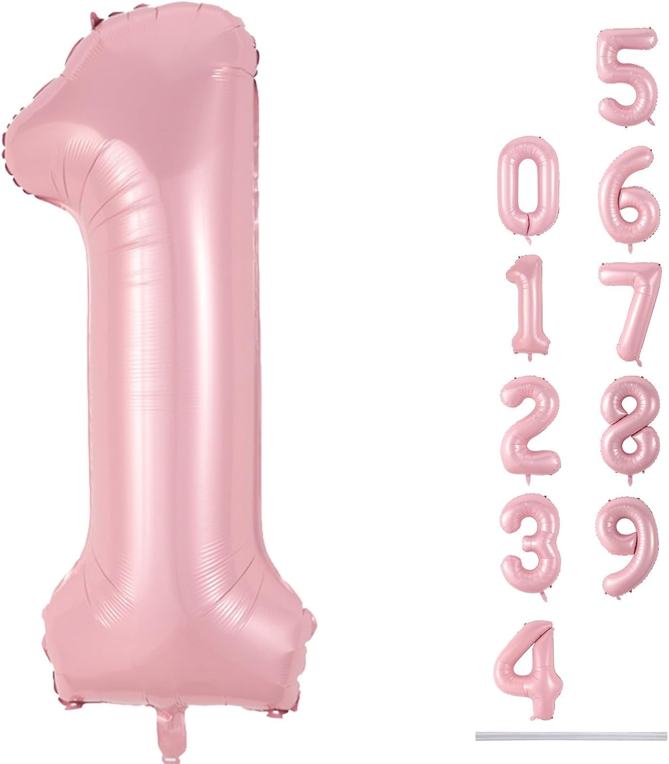 Pastel Pink Helium Foil Number Balloons - 40 Inch Self-Inflating Birthday Party Decor | 0-9