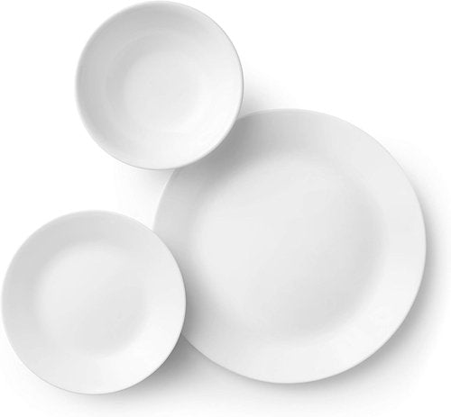 Corelle Vitrelle 18-Piece Dinnerware Set - Chip Resistant & Lightweight | Winter Frost White