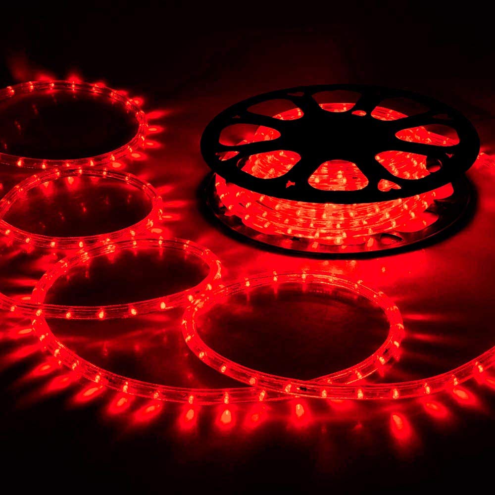 50ft LED Rope Lights Outdoor, 360 LED Connectable and Flexible Tube Lights with 8 Modes, Waterproof LED Rope Lighting for Garden, Patio, Pool, Bedroom, Party, Indoor Outdoor Christmas Decoration (Red)