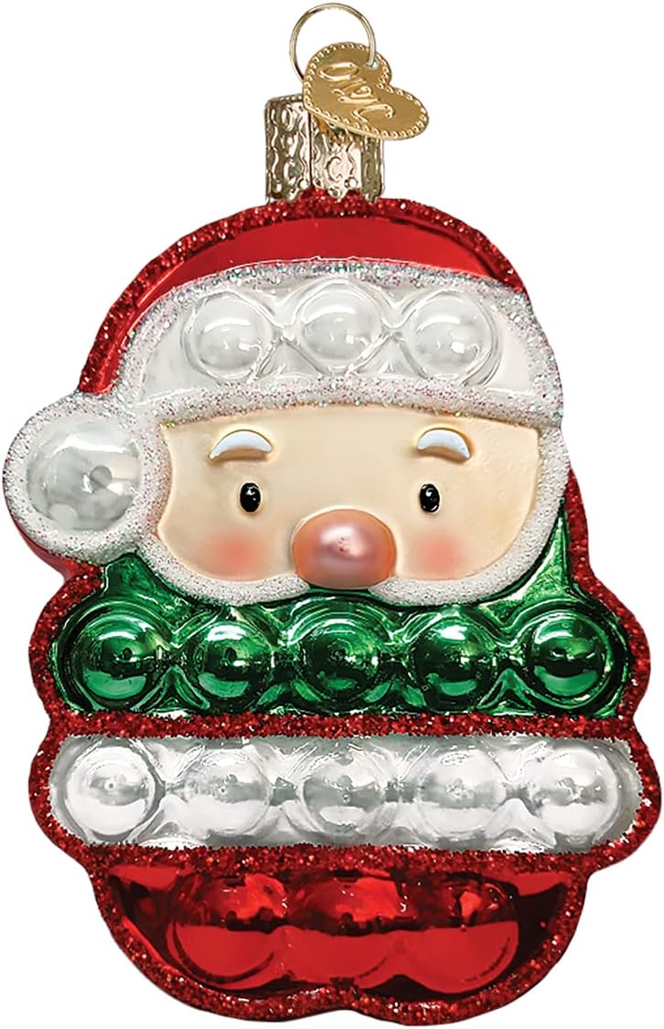 Mid-Century Santa Head Glass Blown Ornament - 3.25” for Christmas Tree Decor