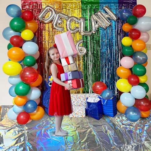 JINSUI Iridescent Tablecloth Party Decorations 4 Pack, 54" X 108" Plastic Tablecloths Disposable for Birthday Disco, Silver Laser Rectangle Table Covers for Bachelorette Bridal Wedding Decor