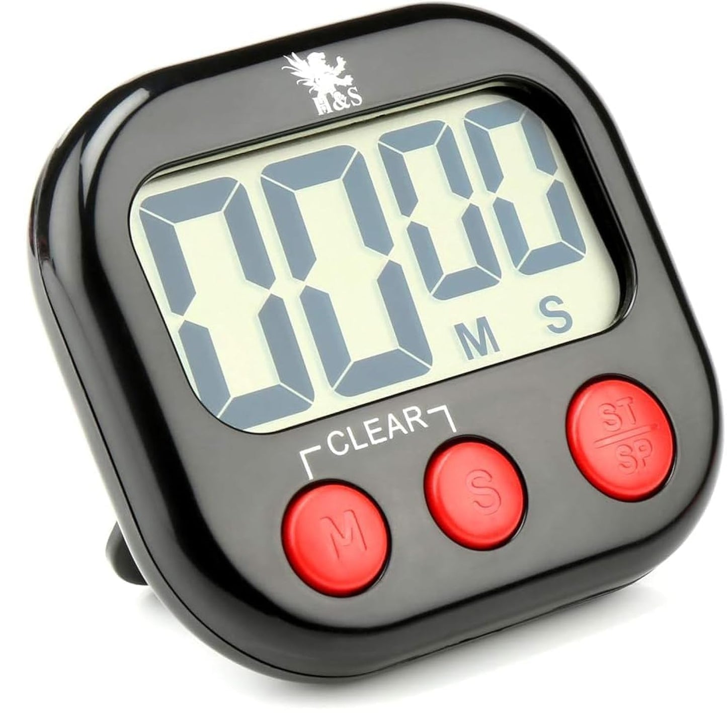 H&S Digital Kitchen Timer - Magnetic Cooking Timer with Large LCD Digits Display & Loud Alarm - Black - Countdown Clock for Kids Classroom - AAA Battery Included - Kitchen Timers for Cooking