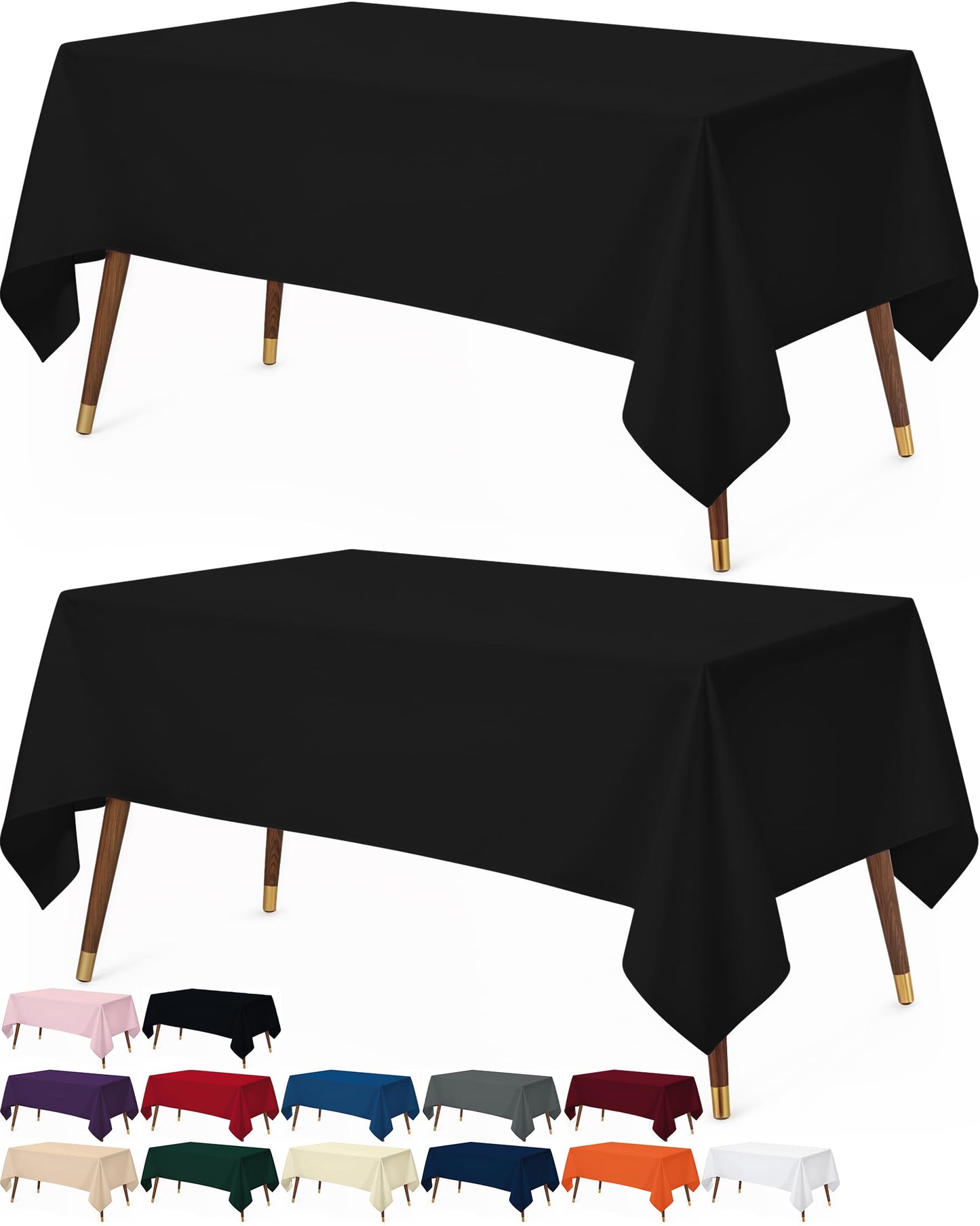 Utopia Kitchen Rectangle Table Cloth 2 Pack(60x102 Inches, Black), Tablecloth Machine Washable, Polyester Table Cover for Dining, Buffet Parties, Picnics, Events, Weddings and Restaurants
