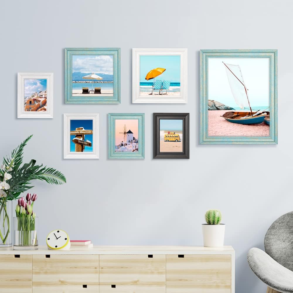LaVie Home 5x7 Picture Frames - Rustic Wood Grain Photo Frame Set (3 Pack, Assorted Colors)