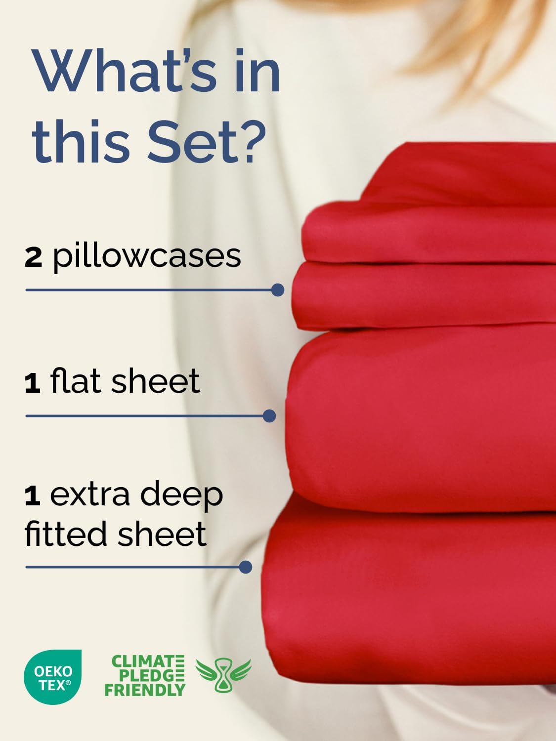 Skiennix Extra Deep Twin Sheet Set - 4-Piece Breathable Cooling Bedding - Soft, Wrinkle-Free Red Sheets