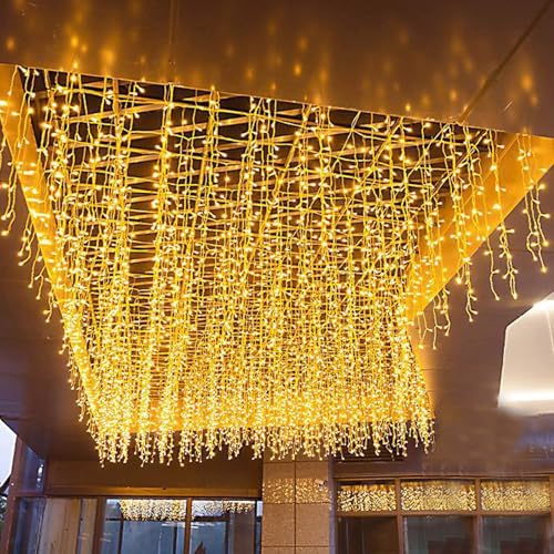 FATONESA 13FT-96LED Extendable Icicle Christmas Fairy String Lights Warm White 8 Modes