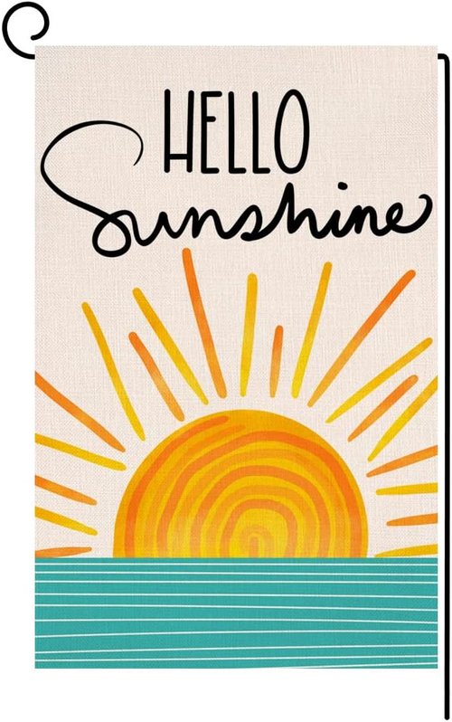 Hello Sunshine Summer Garden Flag - 12x18 Double-Sided Burlap Decor for Farmhouse Yard