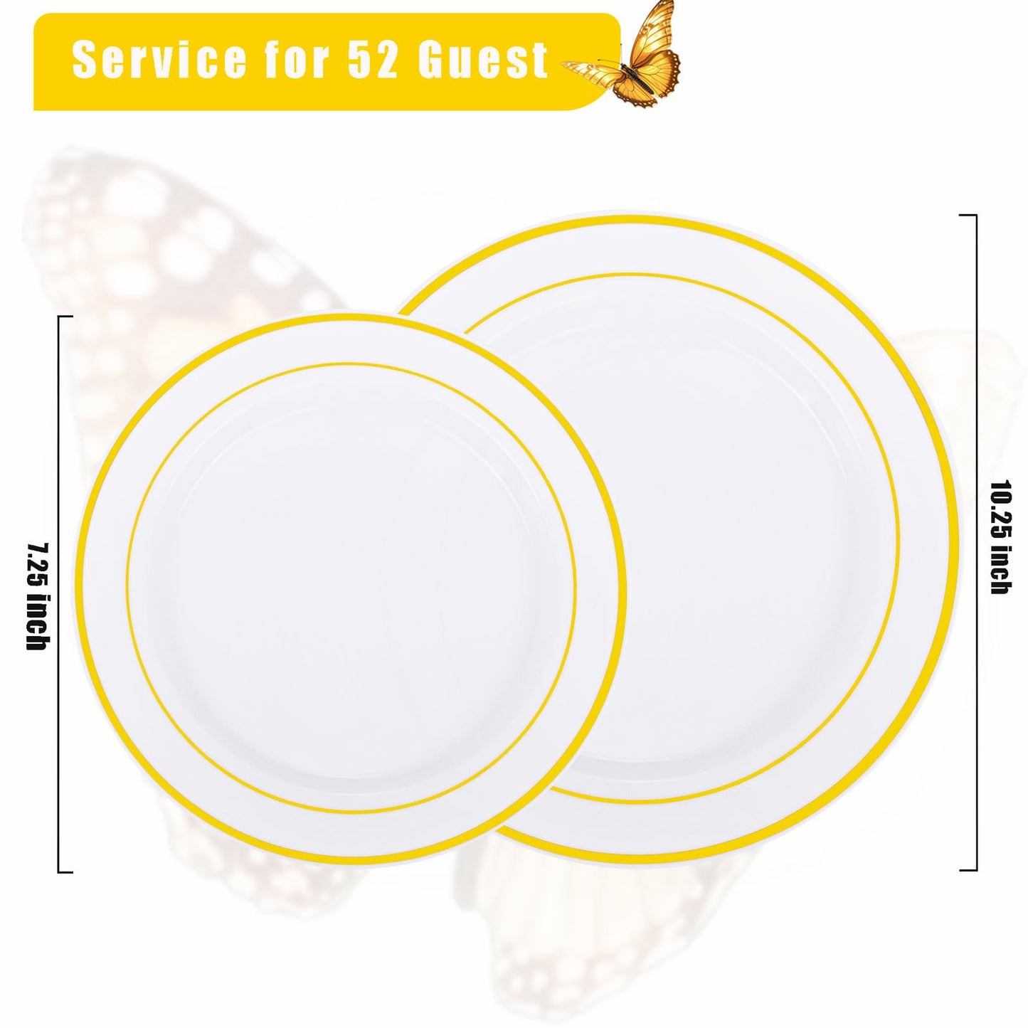 Supernal 400pcs Gold Glitter Plastic Dinnerware, Disposable Plates for Party Include 50 Gold Plastic Plate, 50pcs Dessert Plate 100 Glitter Forks, 50 Disposable Knives and Spoons, 50Cups and Napkins