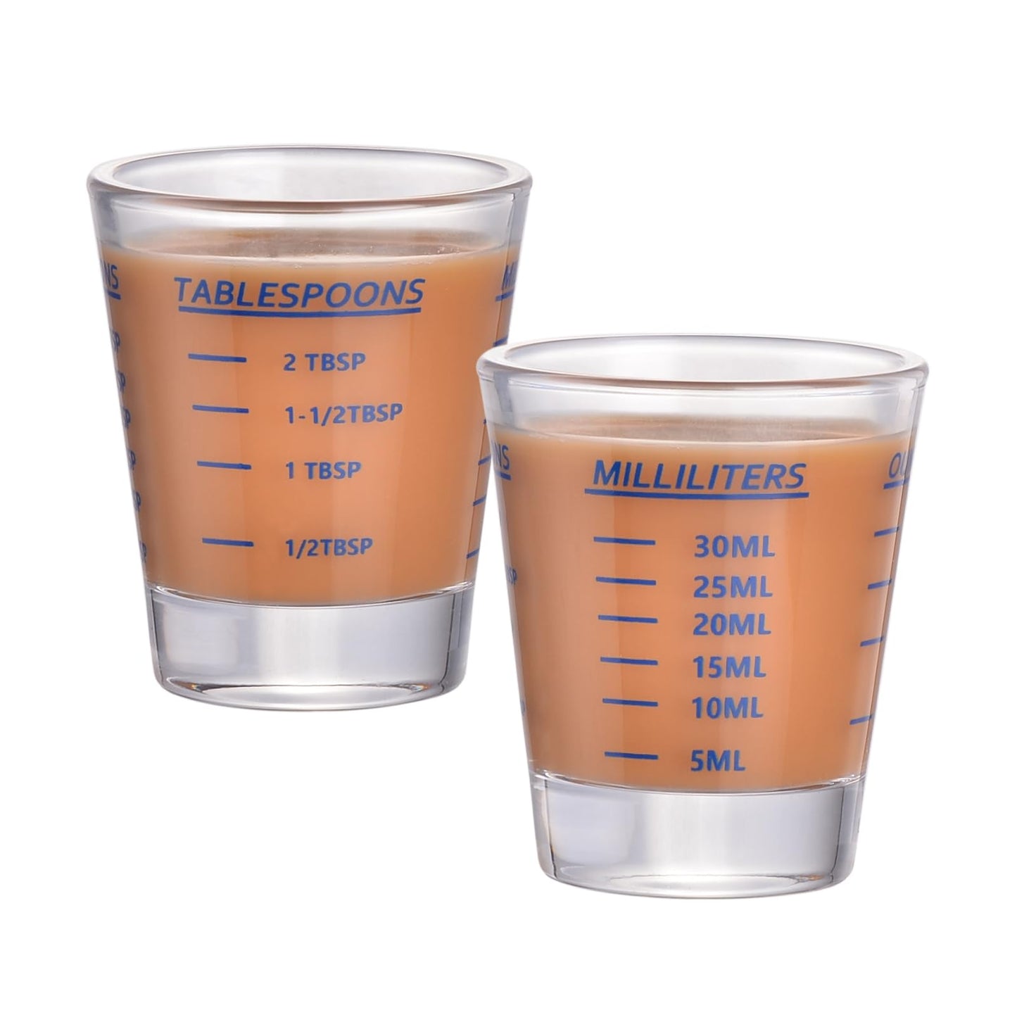 Shot Glass Measuring Cup，Espresso Shot Glass 26-Incremental Measurement 6 Tsp, 30ml, 1oz, 2 Tbs, Kitchen Tools，Bar Bartender Accessories, Jigger for Bartending (2 Pack-Blue)