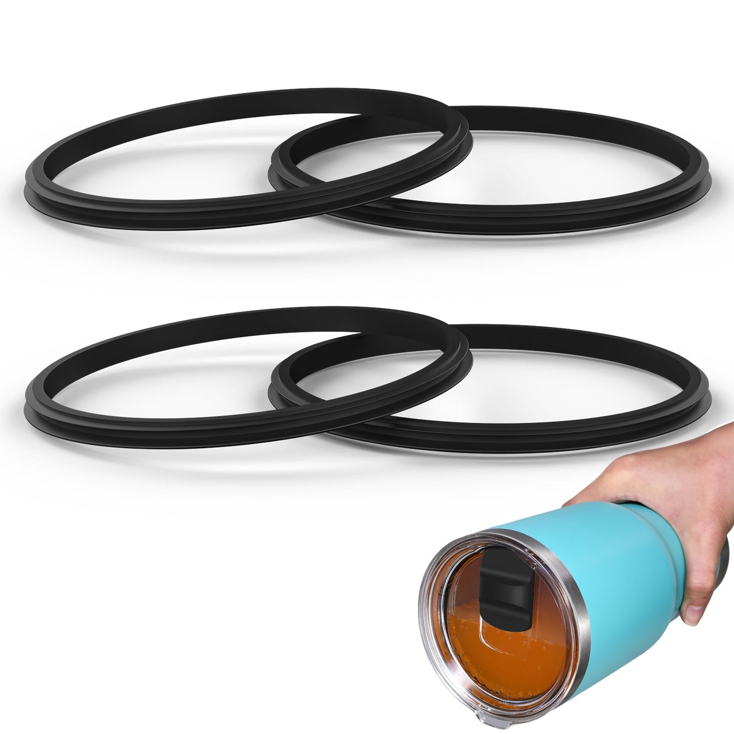 Rubber Seal Replacement Gasket for Yeti Lid, Leak-proof O Ring Replacement Compatible with YETI 30/32 oz Tumbler, 14 oz Mug and 35/42 oz Straw Mug, 4 Packs