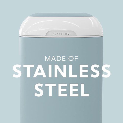 Diaper Genie Platinum Pail - Durable Stainless Steel with 1 Easy Roll Refill | Glacial Blue, Lasts 5 Months
