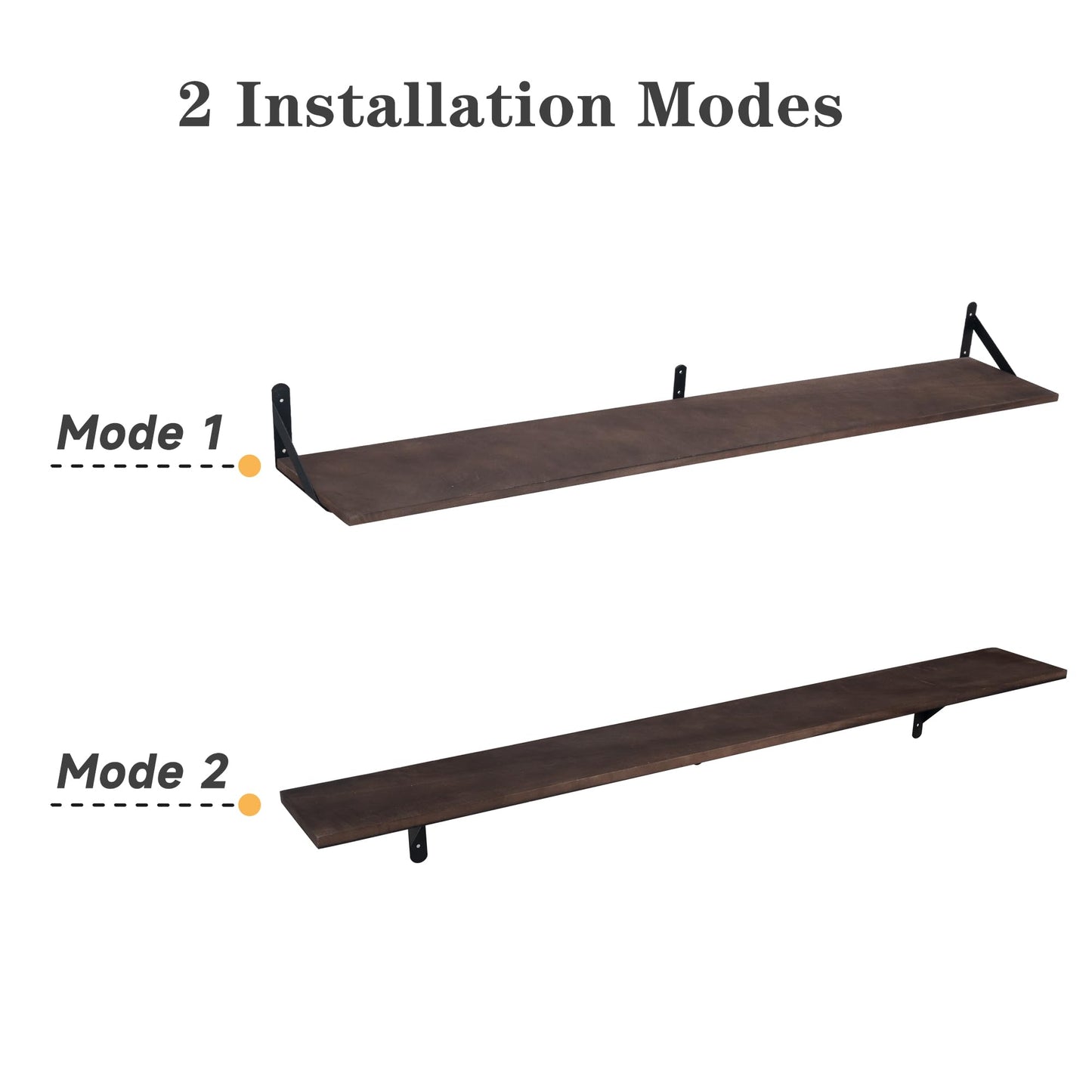 Huiyiaus Long Floating Shelves for Books,Wall Hanging Bookshelf Set of 4,Rustic Wall Mount Book Shelf Wood Extra Large for Livingroom Bedroom Kitchen Bathroom Home Office Decor,47 Inches(Dark Brown)