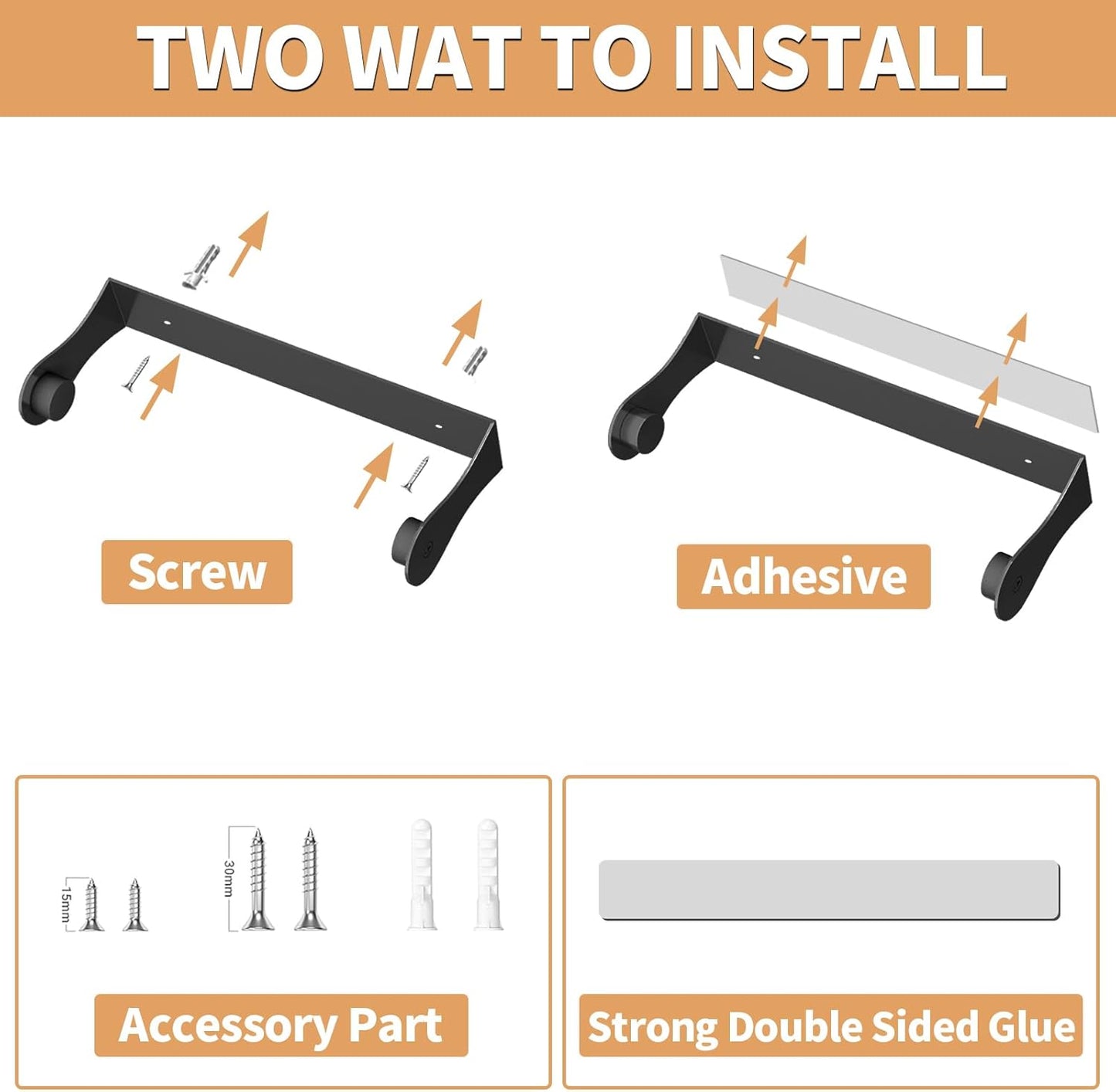 Stainless Steel Paper Towel Holder by [Brand Name] - Under Cabinet Wall Mount | Black Adhesive Design for Kitchen & Bathroom