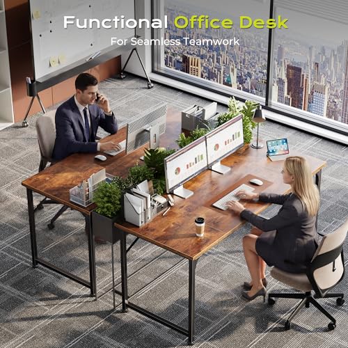 PRAISUN 55 Inch Rustic Brown Computer Desk - Spacious Home Office Workspace