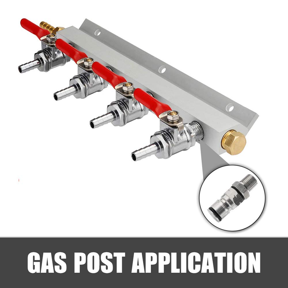 OneBom Ball Lock Post with Poppets, 1/4’’ Male NPT Hex Nipple, 19/32"-18 Gas/Liquid Corny Keg Adapter (Gas)