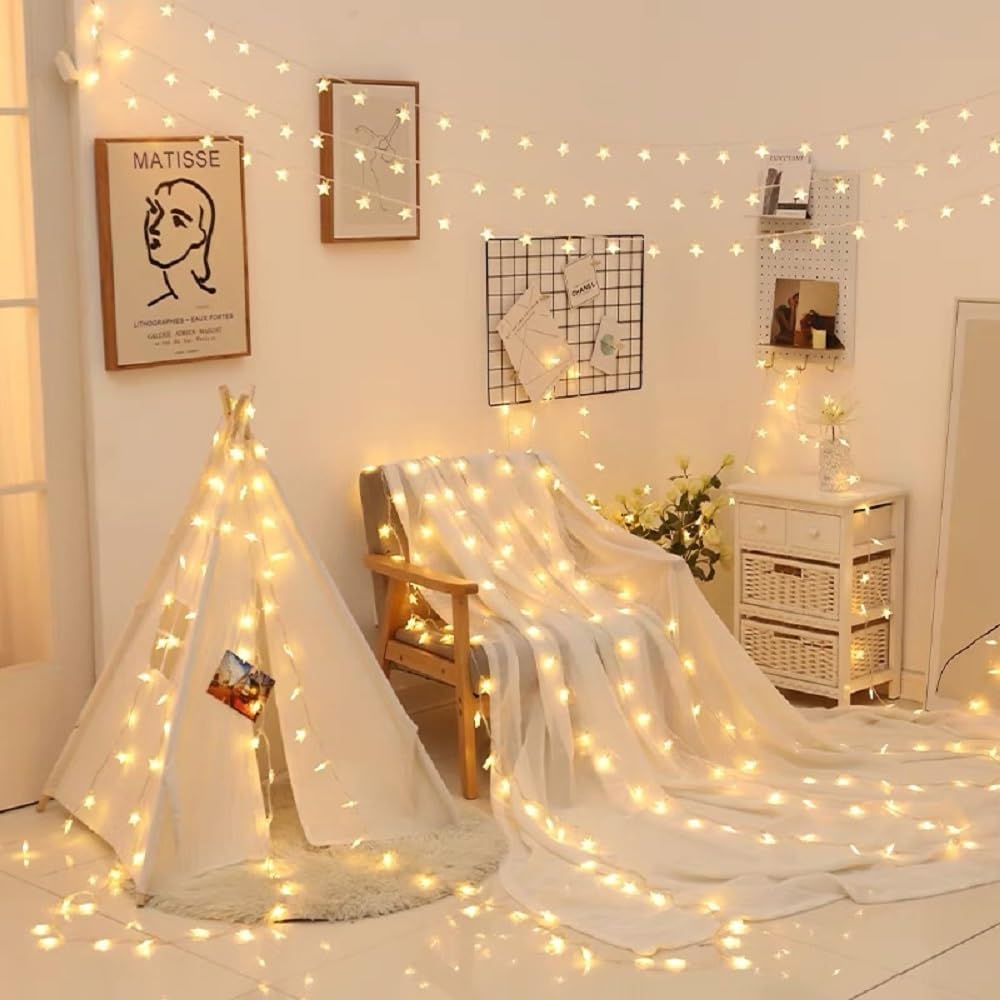 WFGGEH Star Fairy String Lights - 10ft USB Powered 20 LED Warm White for Party & Home Decor