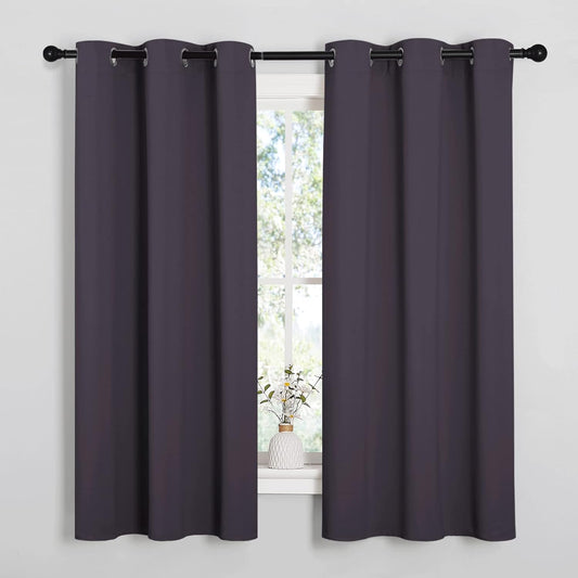 NICETOWN Greyish Purple Blackout Curtains - Thermal Insulated Drapes for Small Windows | 63" Length, 2 Panels