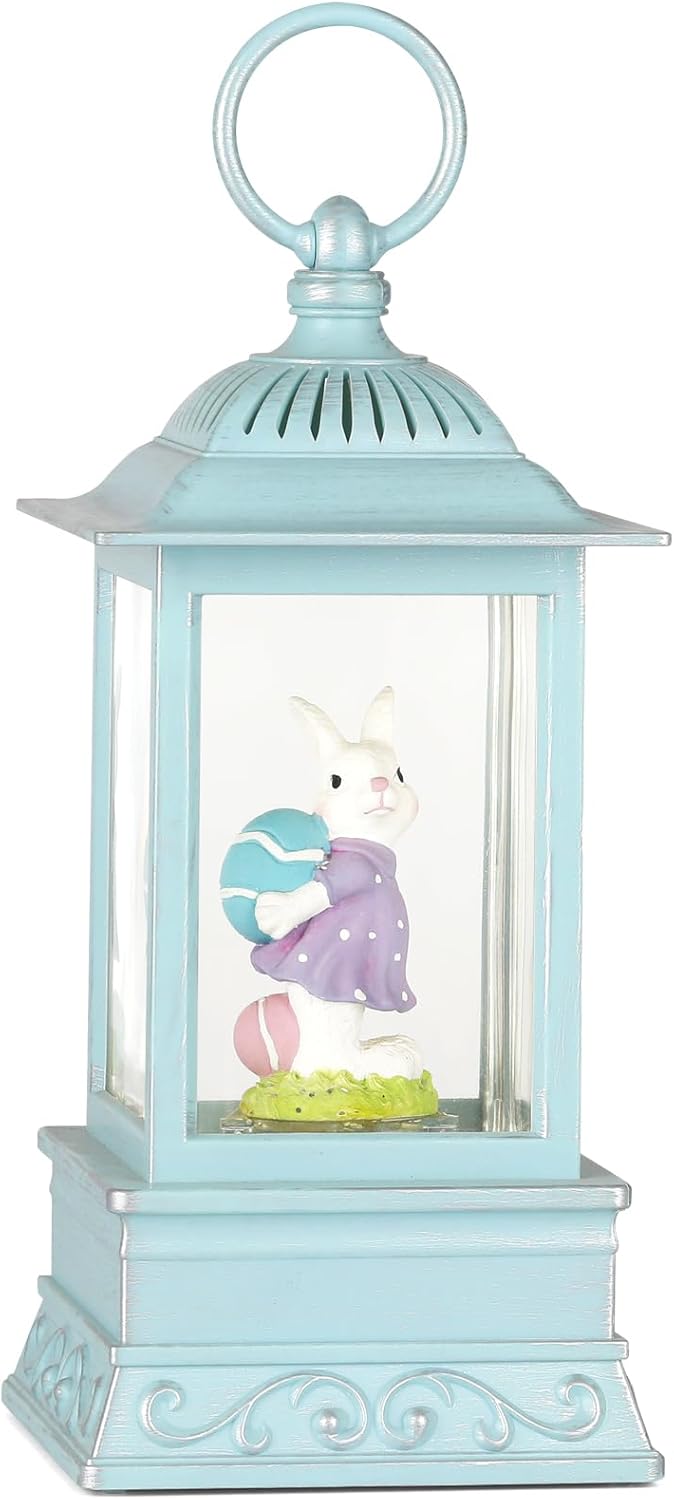 Lighted Glitter Bunny Snow Globe by Easter - Charming Spring Home Decor | Perfect for Festive Celebrations