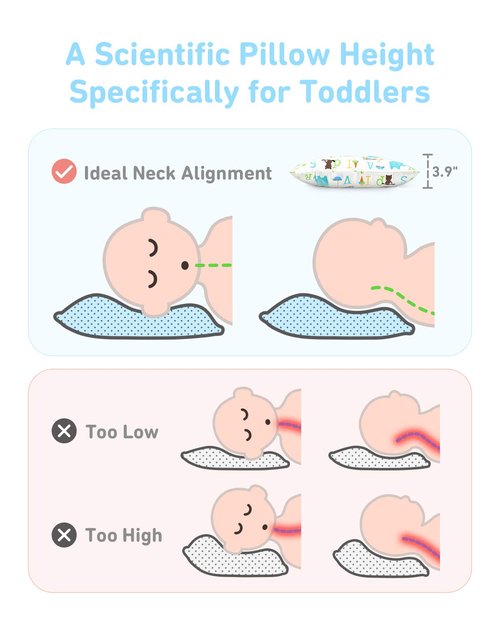 Babebay Toddler Pillow - Soft Cotton, Machine Washable, 13x18 Inches - Perfect for Sleep | 1 Pack