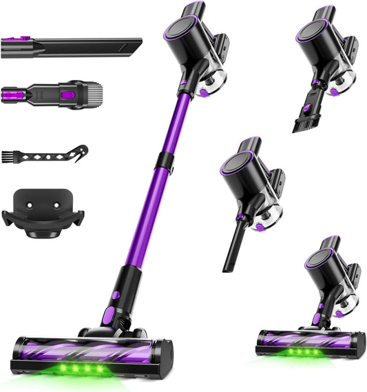 Skiennix Cordless Vacuum Cleaner - 40Kpa Powerful Suction, Lightweight 8-in-1 Design for Hard Floors | Black