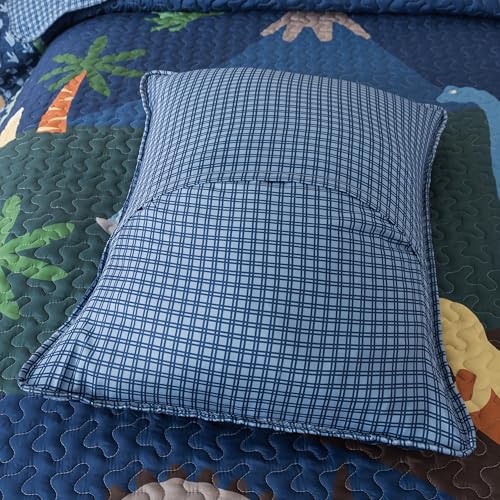 Soul & Lane Dino Delight Twin Quilt Set with Sham, Kids Dinosaur Bedding, Reversible, 68x88