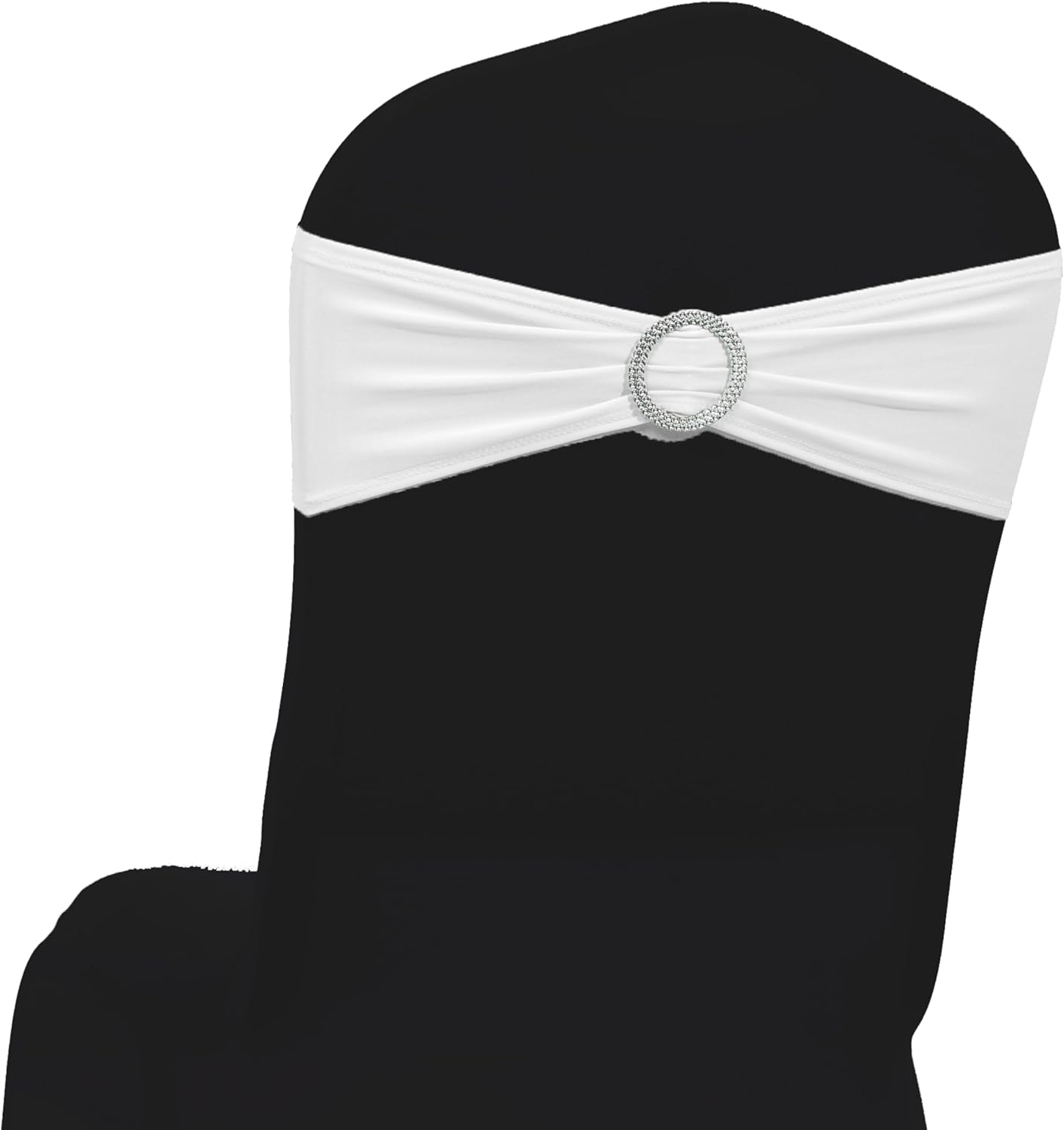 MDS Premium Spandex Chair Sashes - Pack of 50 Stretch Covers with Buckle Slider | Universal Fit - White