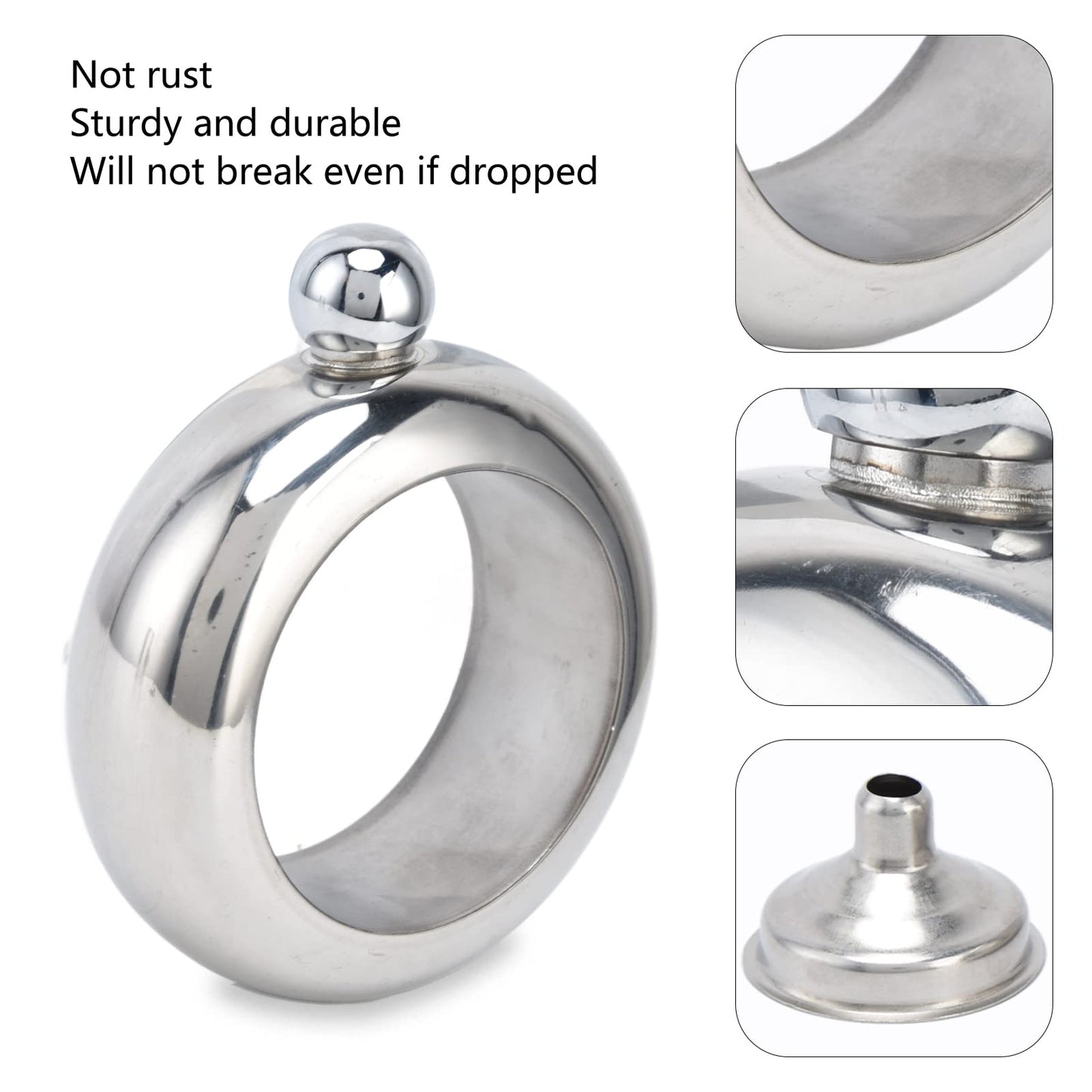 Wine Flask Gift, NonRusty Stainless Steel Flask Bracelets for Whiskey