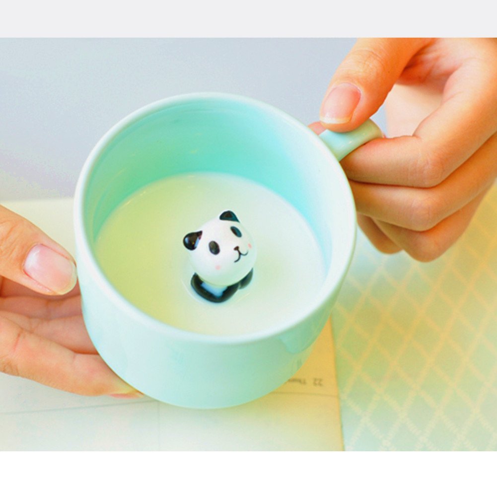 ZaH 3D Mug Animal Inside Cup Cartoon Ceramics Figurine Teacup Christmas Birthday Gift for Boys Girls Kids Women Men Coffee Mug (8 oz Rabbit)