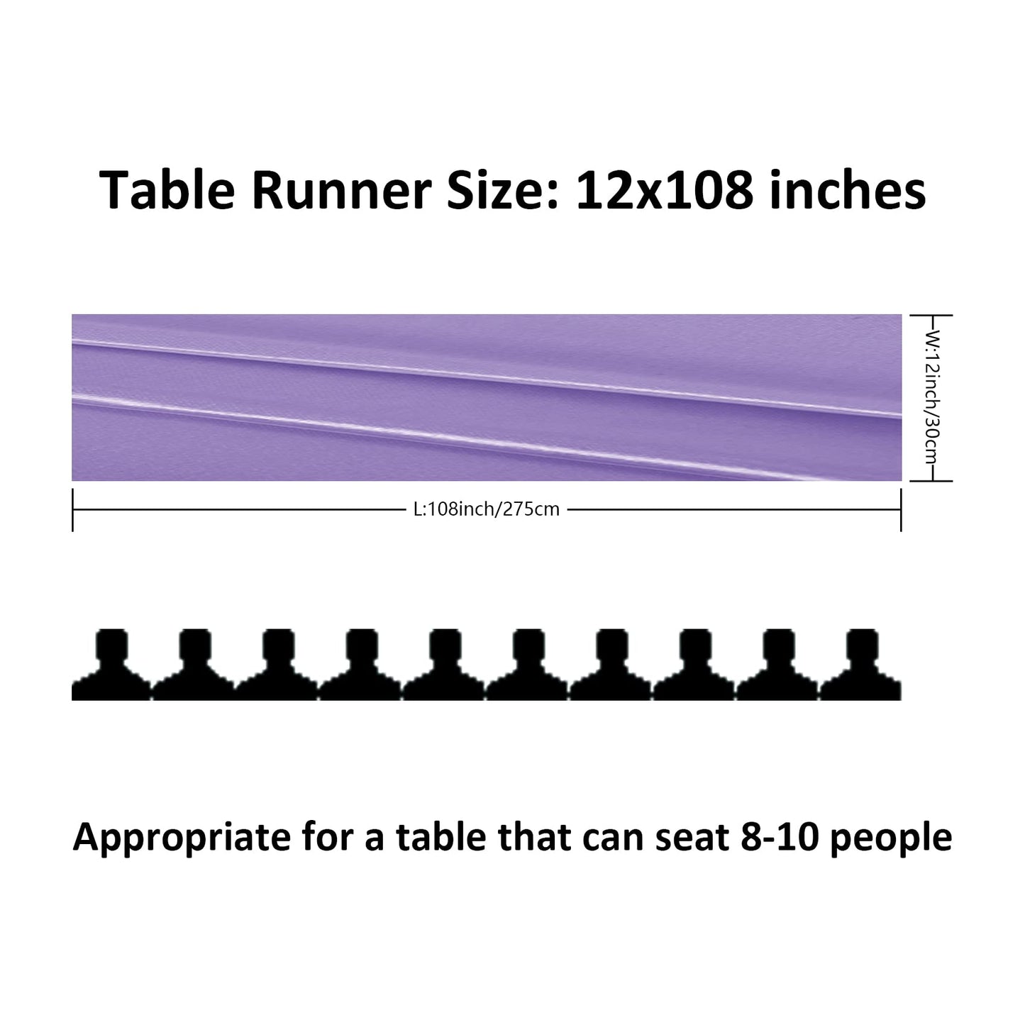 flohar 12Pack Table Runner 12 x 108 Inches Satin Silk Table Runner for Wedding, Birthday Party, Banquets, Graduations Decoration, fit Rectange and Round Table-Lavender