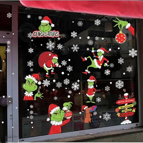9 Sheets Christmas Window Clings - Reusable Holiday Decals for Glass Windows