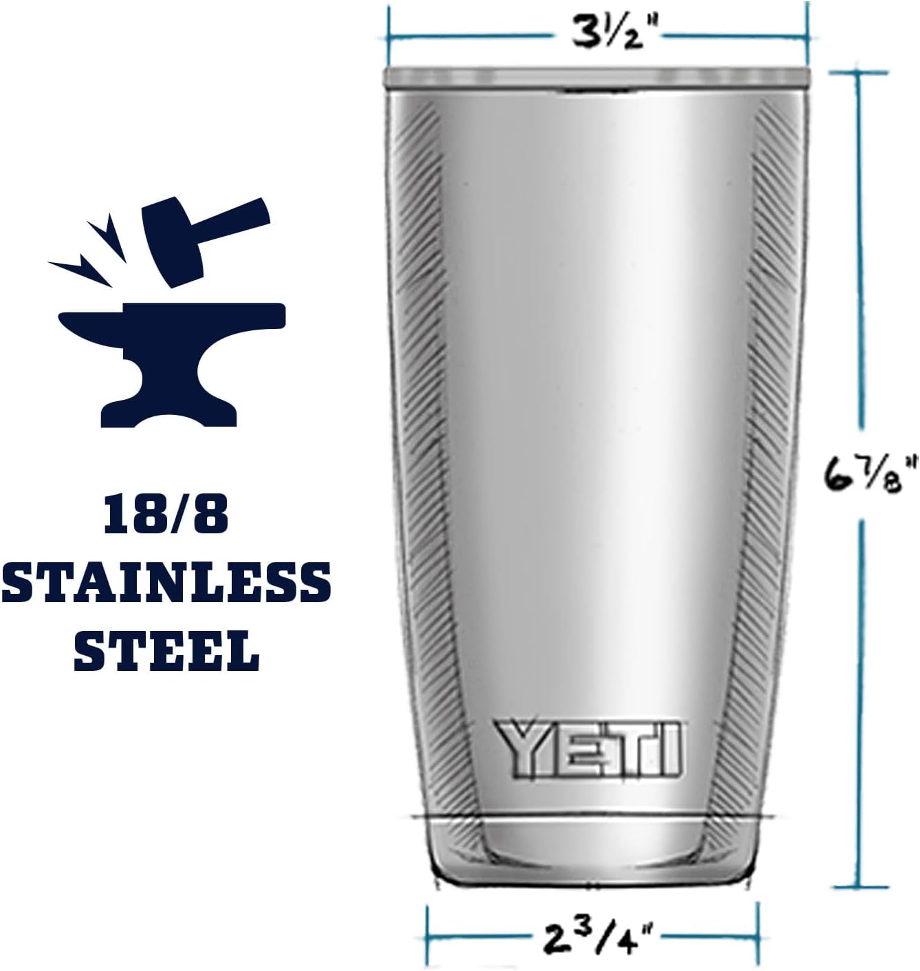 YETI Rambler 20 oz Vacuum Insulated Stainless Steel Tumbler - MagSlider Lid Included