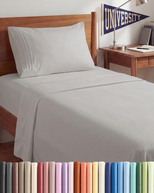 Comfy Twin XL Sheet Set by [Brand Name] - Breathable Cooling Bedding | Soft, Wrinkle-Free, Deep Pockets - Light Grey