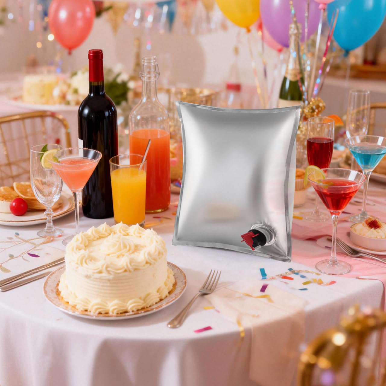 Mobestech 10 Pack Refillable Wine Pouches with Spout 5L Portable Beverage Storage Bags for Outdoor Parties Picnics and Entertaining