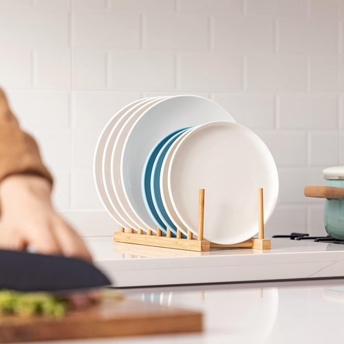 HBlife Bamboo Drying Rack - Versatile Kitchen Organizer for Plates, Cups & Pots | Space-Saving Design