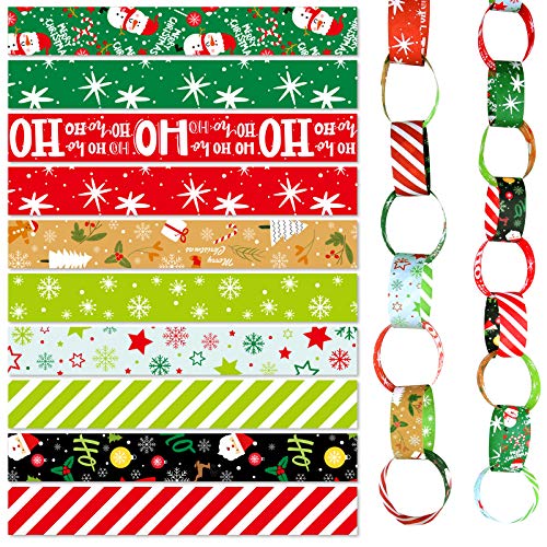 ASTARON 300 Pcs Christmas Paper Chains Festive DIY Decorations, Self-Adhesive Holiday Decor