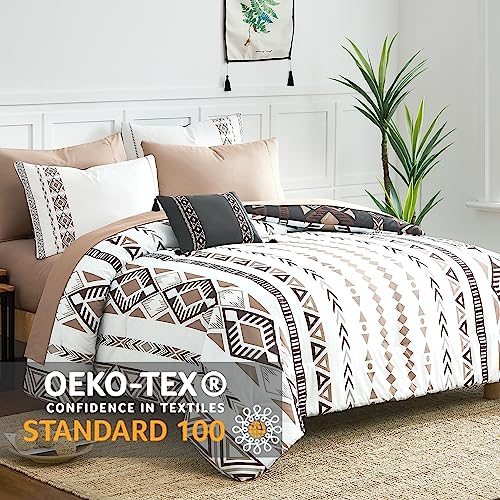 King Size Reversible Comforter Set - 7 Pieces Western Bedding Brown
