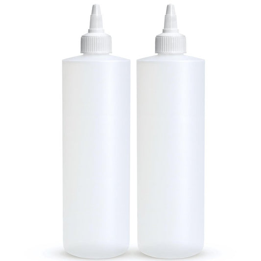 BRIGHTFROM Condiment Squeeze Bottles, 16 OZ Empty Squirt Bottle with Twist Top Cap, Leak Proof - Great for Ketchup, Mustard, Syrup, Sauces, Dressing, Oil, Arts and Crafts, BPA FREE Plastic - 2 PACK