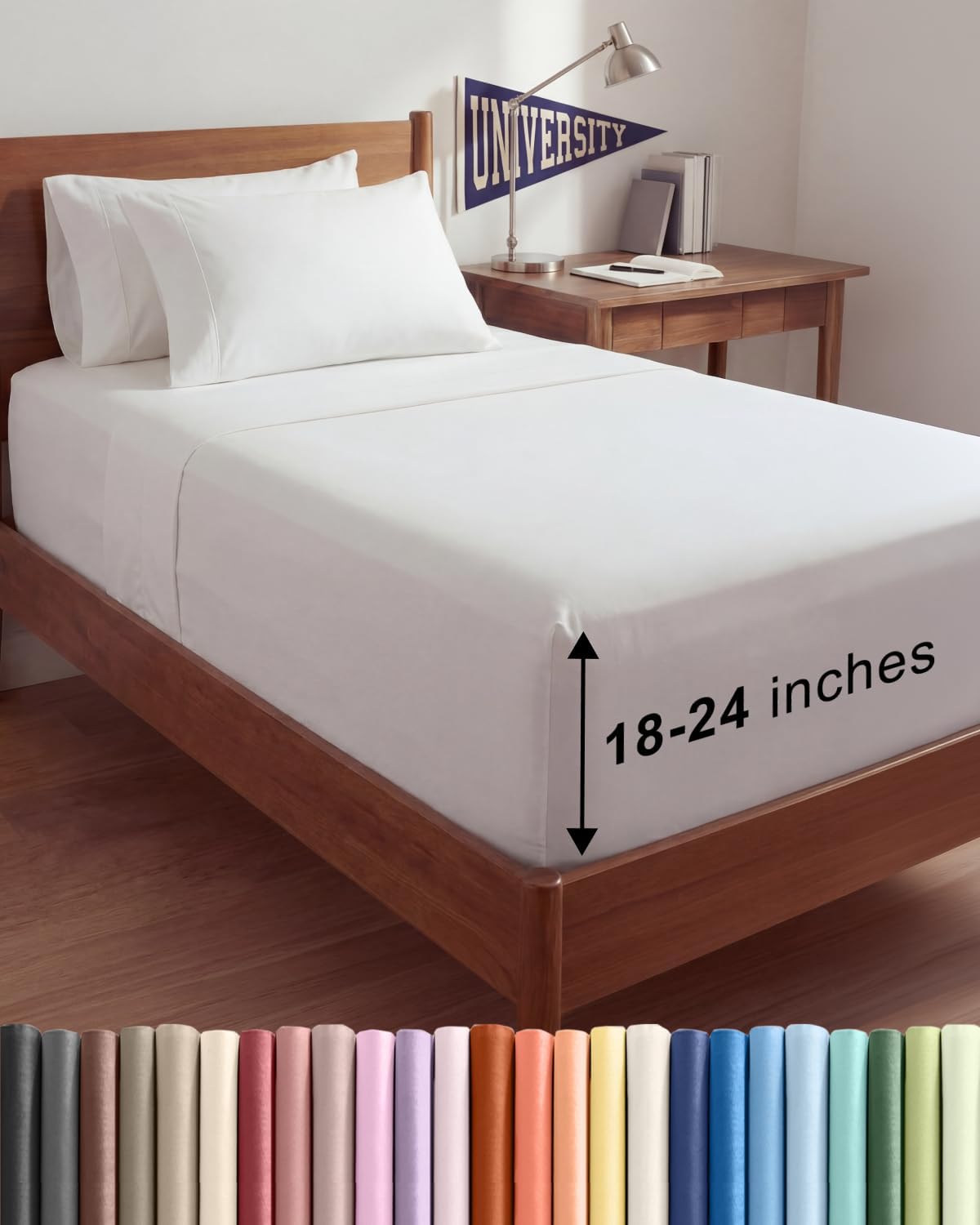 Skiennix Extra Deep Twin XL Sheet Set - 4 Piece Breathable Cooling Bedding - Soft, Wrinkle-Free White