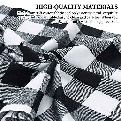 Senneny Buffalo Check Table Runner Cotton Black and White Plaid Classic Stylish Design for Family Dinner Christmas Holiday Birthday Party Table Home Decoration (Black and White, 14 x 36 Inch)