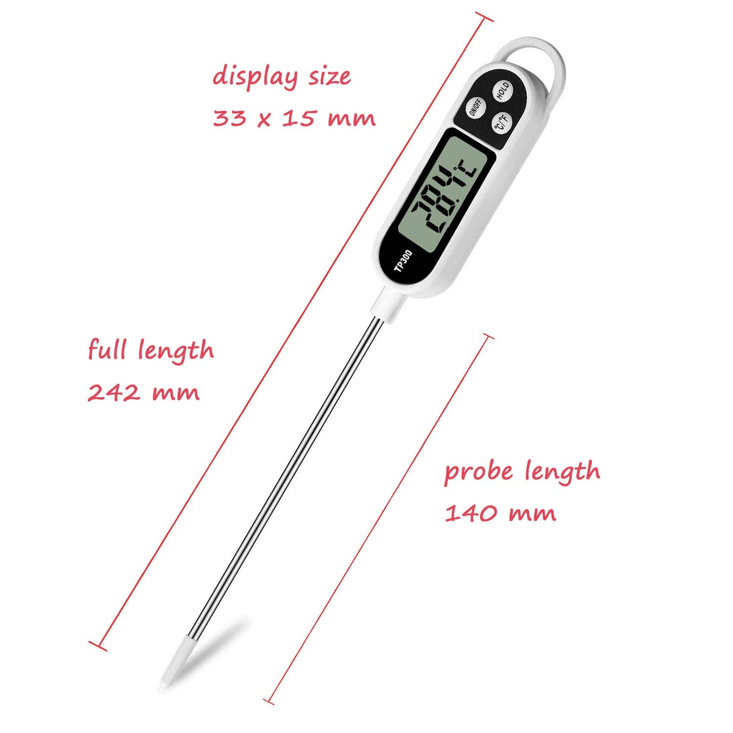 Skiennix Digital Meat Thermometer - Instant Read Probe for Cooking, BBQ & Baking | Long Probe for Accurate Temperature