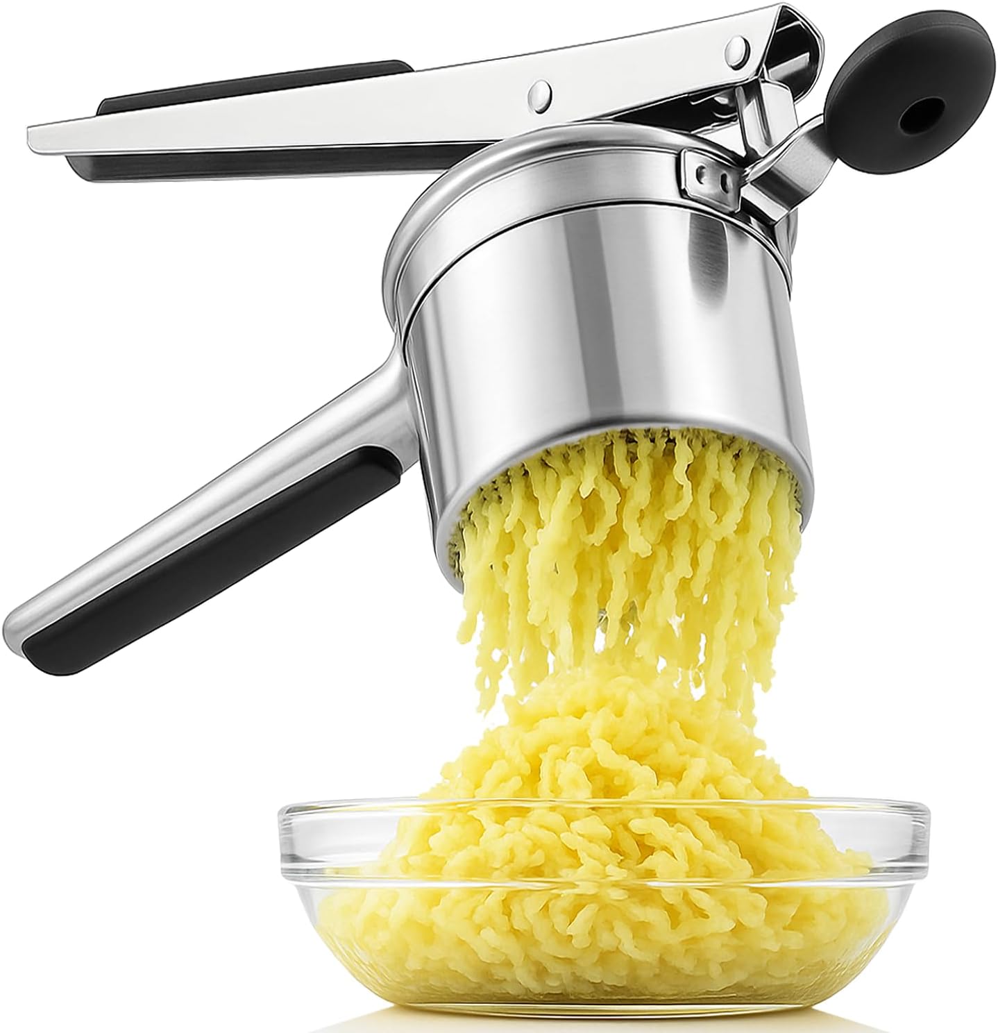 Skiennix Heavy Duty Potato Ricer - Stainless Steel Masher for Perfectly Pressed Potatoes & Vegetables