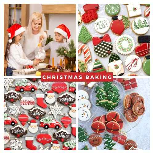 KAISHANE Christmas Cookie Cutters - 5 Pieces -Christmas Ornament,Light bulb,Round Cookie Cutters