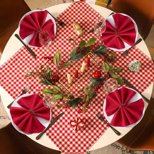 APTWOW Christmas Napkin Rings Set of 12 - Red Berry Wreath Napkin Holder, Holiday Christmas Napkin Rings for Table Decorations, Dinner Party, and Winter Weddings