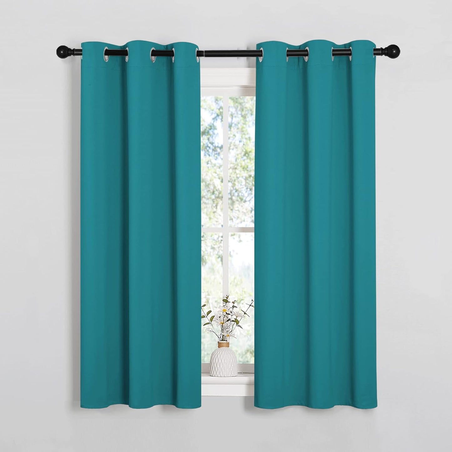 NICETOWN Blackout Curtains - Thermal Insulated Room Darkening Panels | 54 Inch Length, Peacock Teal, 2 Pieces