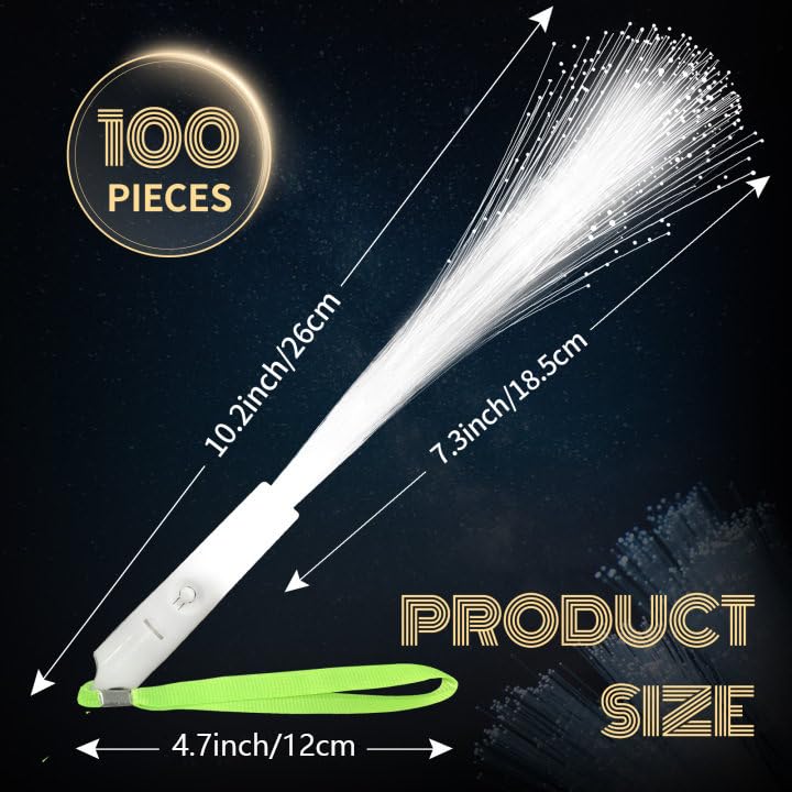 White Fiber Optic Wands 100 Pack - LED Glow Party & Wedding Favors - White Variation