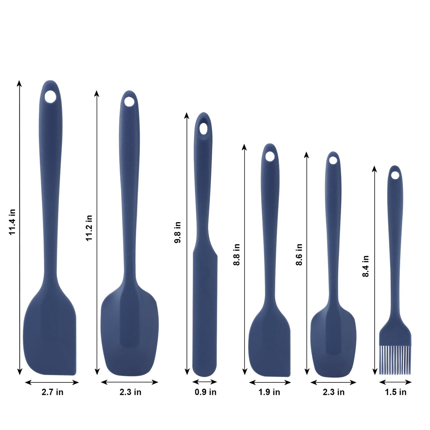 Silicone Spatulas Set, Rubber Spoon Spatula Heat Resistant Spoonula One Piece Design Seamless Spatula Non-Stick Scrapers Baking Mixing Tool (Dark Blue)
