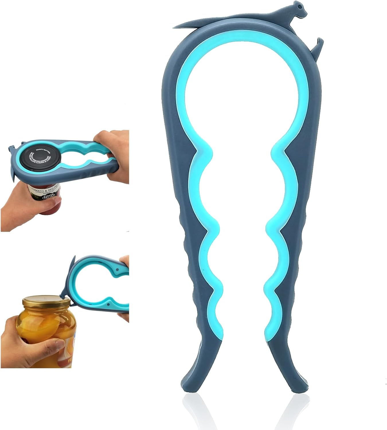 Otstar Jar Opener - Effortless Bottle & Can Opener for Seniors with Arthritis | Blue & Grey