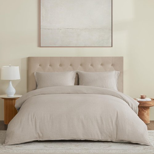 DAPU 100% Linen Duvet Cover Set - Breathable Natural French Flax | Soft, Lightweight & Durable for Hot Sleepers (Queen)